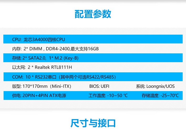 龙芯3A4000工控主板GM-M3A4(图2)
